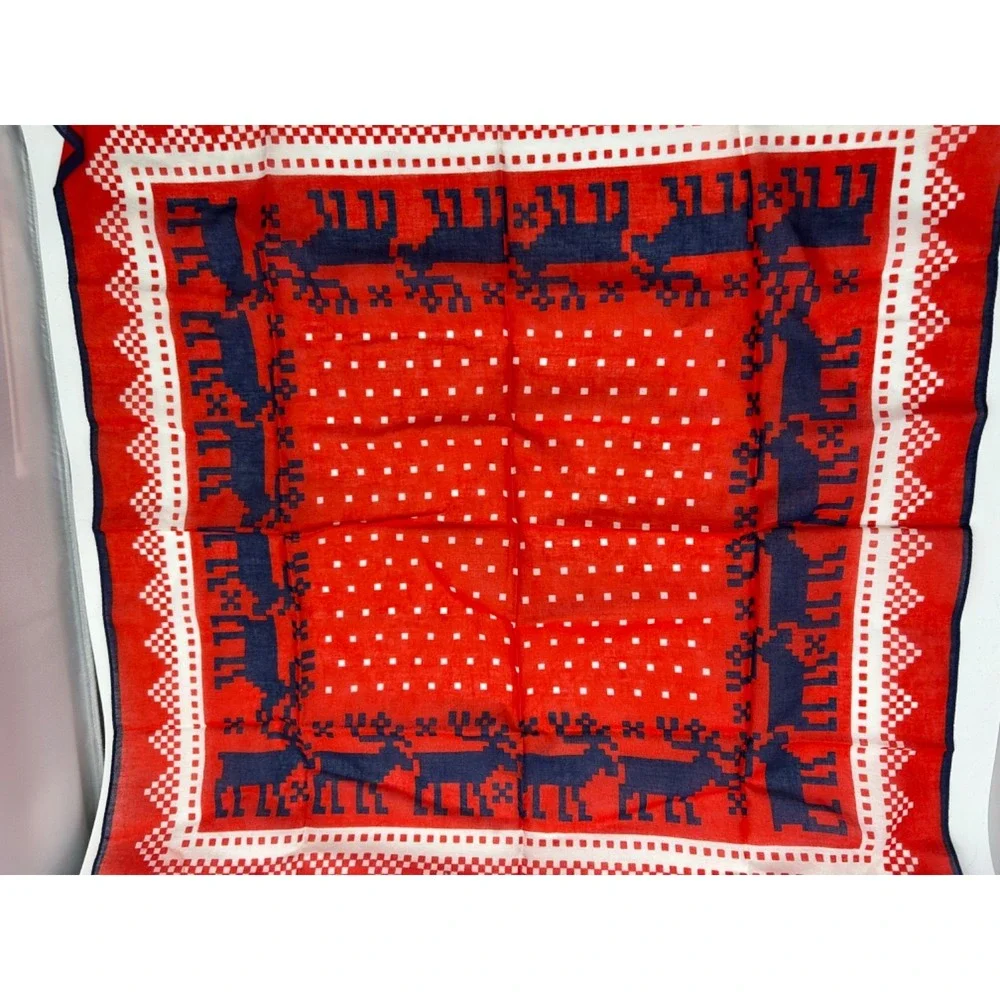 Vintage Norge‎ Reindeer Square Cotton Scarf Bandana 23